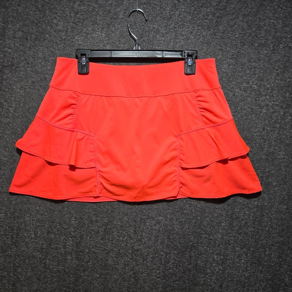Athleta Momentum Ruffle Skort Medium Orange Tiered Tennis Skirt Built In Shorts